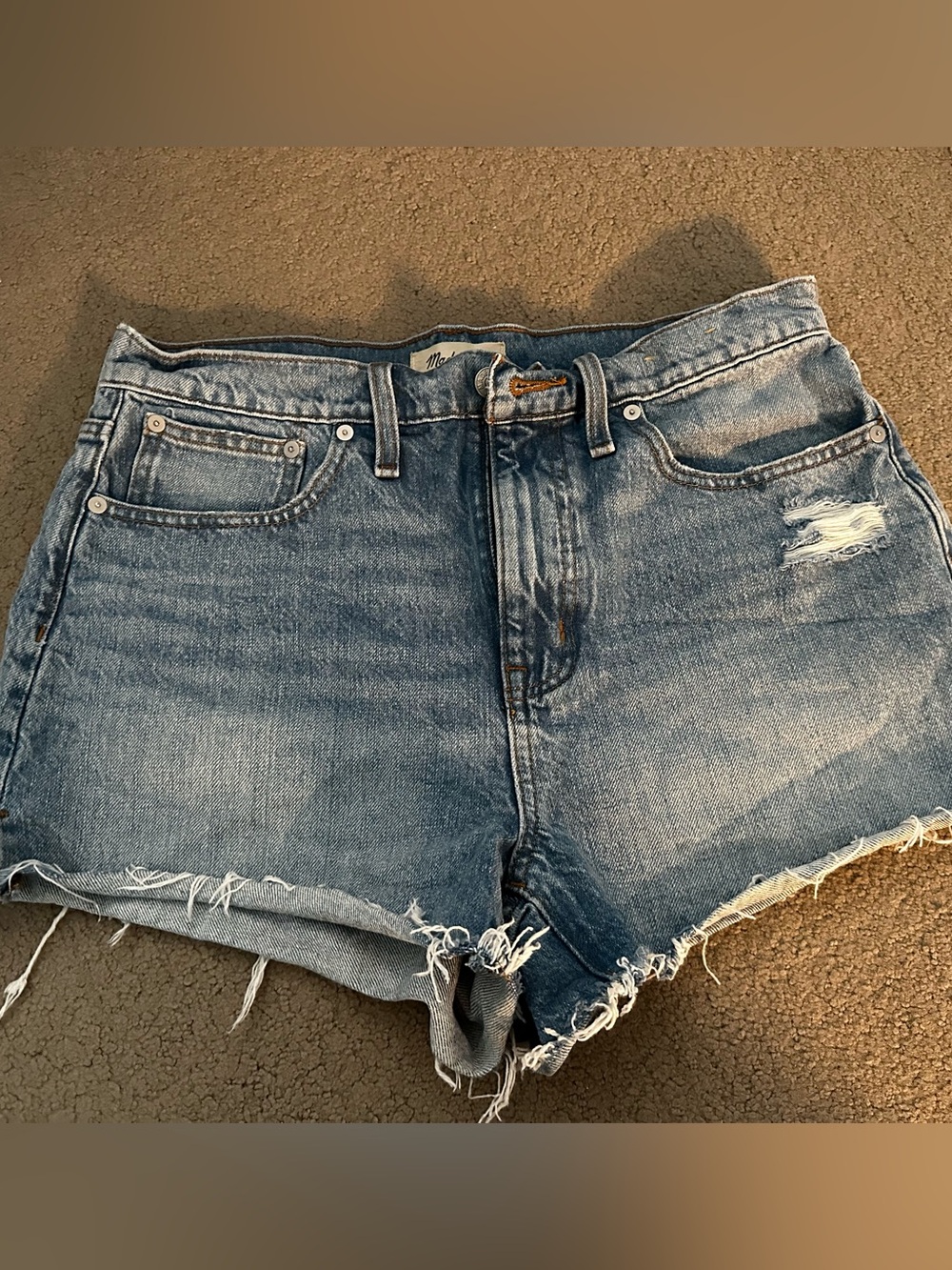 Madewell Light Blue Distressed Denim Cutoff Shorts